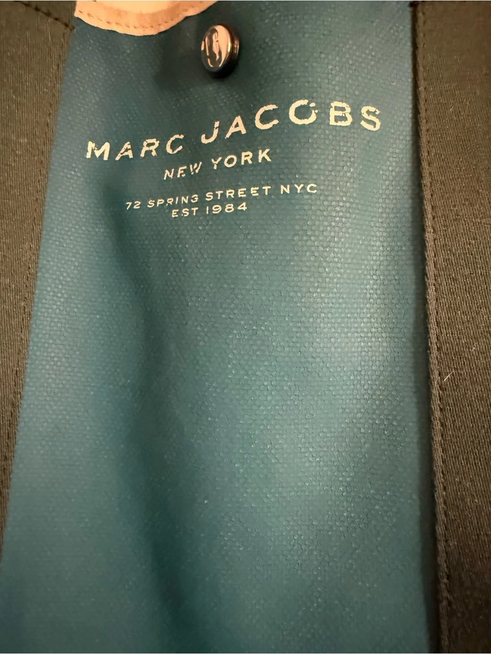 Marc Jacobs Teal Canvas Messenger Tote with Cream Trim